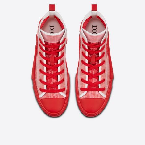 Dior Ayakkabı B23 High Top Kırmızı - Dior Ayakkabi 2021 B23 High Top Sneaker Red Dior Oblique Canvas Kirmizi
