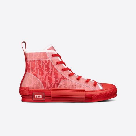 Dior Ayakkabı B23 High Top Kırmızı - Dior Ayakkabi 2021 B23 High Top Sneaker Red Dior Oblique Canvas Kirmizi