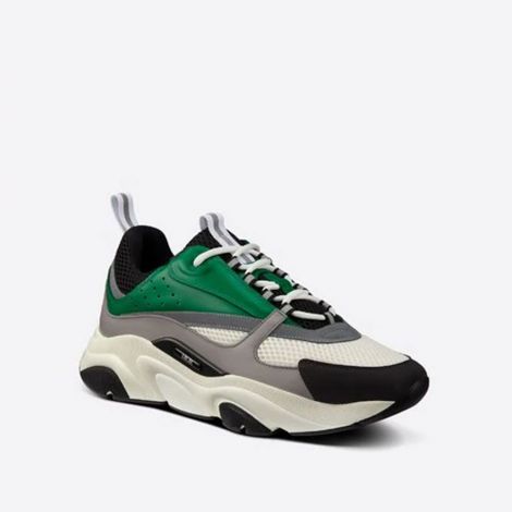 Dior Ayakkabı B22 Yeşil - Dior Ayakkabi B22 Sneaker Technical Mesh Green Calfskin Beyaz