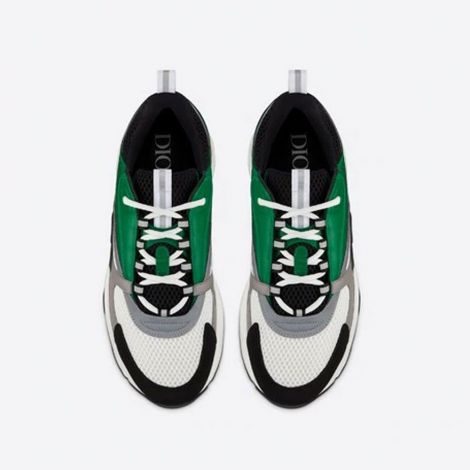 Dior Ayakkabı B22 Yeşil - Dior Ayakkabi B22 Sneaker Technical Mesh Green Calfskin Beyaz