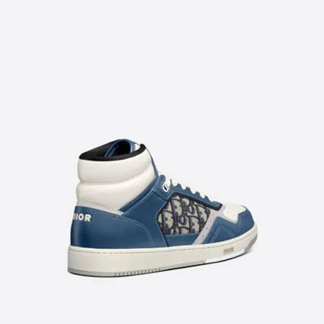 Dior Ayakkabı B27 Sneakers Mavi - Dior Ayakkabi B27 High Top Sneaker Blue Cream And Dior Gray Smooth Calfskin Mavi