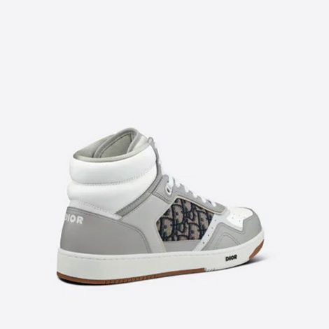 Dior Ayakkabı B27 High Top Gri - Dior Ayakkabi B27 High Top Sneaker Gray And White Smooth Calfskin With Beige Gri
