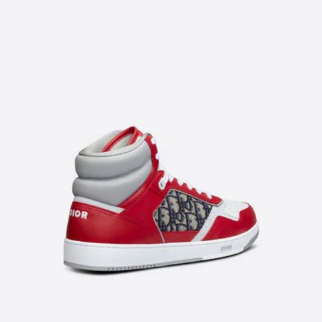 Dior Ayakkabı B27 High Top Kırmızı - Dior Ayakkabi B27 High Top Sneaker Red Gray And White Smooth Calfskin With Beige Kirmizi