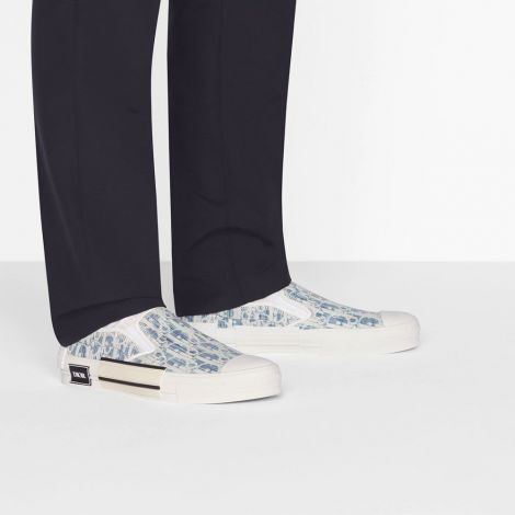 Dior Ayakkabı B23 Slip Mavi - Dior Ayakkabi Erkek B23 Slip On Sneaker Blue Dior Oblique Kasuri Mavi