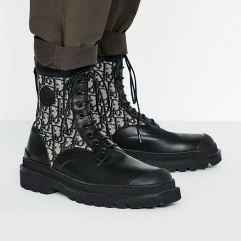 Dior Ayakkabı Jacquard Siyah - Dior Ayakkabi Explorer Ankle Boot Oblique Jacquard Smooth Calfskin Siyah