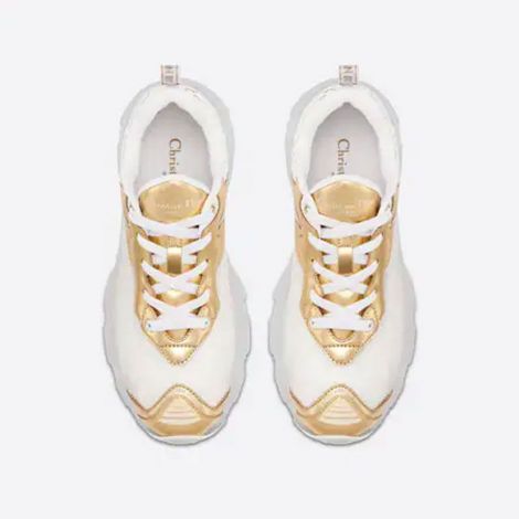 Dior Ayakkabı Vibe Sneaker Sarı - Dior Kadin Ayakkabi Vibe Sneaker White Mesh And Gold Tone Technical Fabric Sari