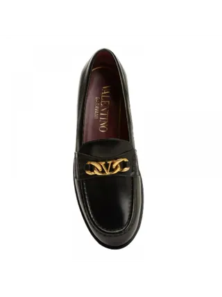 Valentino Ayakkabı Deri Loafer Siyah