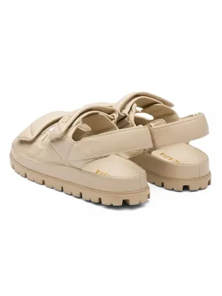 Prada Triangle Logo Sandalet  Bej