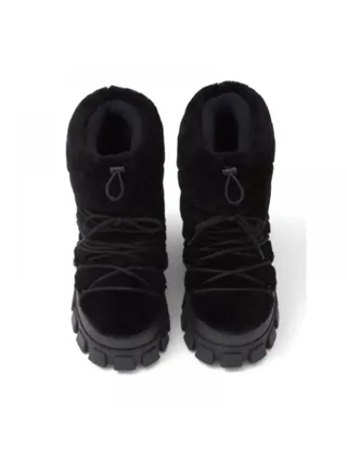 Prada Bot Shearling Apres-Ski Boots Siyah