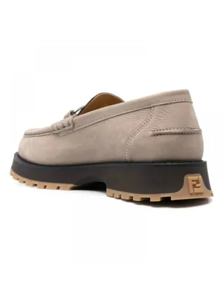 Fendi Ayakkabı Logo Baskılı Loafer Bej