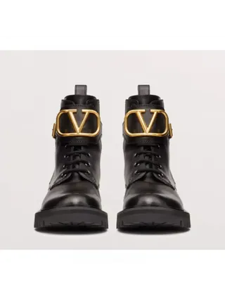 Valentino VLogo Signature Combat Bot Siyah