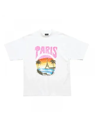 Balenciaga Tişört Paris Tropical Beyaz