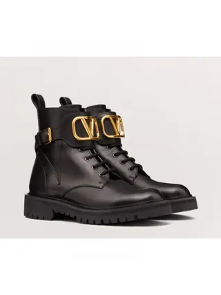 Valentino VLogo Signature Combat Bot Siyah