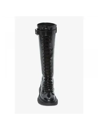 Alexander McQueen Bot Tread Slick Knee-high Boot Siyah