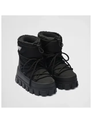 Prada Bot Nylon Gabardine Apres-Ski Boots Siyah