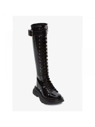 Alexander McQueen Bot Tread Slick Knee-high Boot Siyah