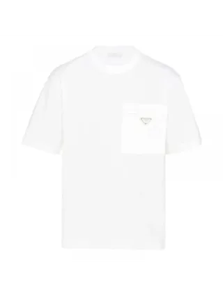 Prada Tişört Re-Nyon Triangle Logo Beyaz