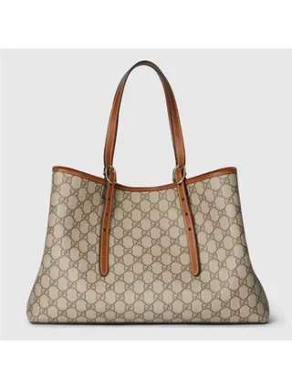 Gucci Çanta GG Emblem Large Tote Bej