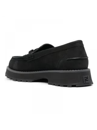Fendi Ayakkabı Logo Baskılı Loafer Siyah