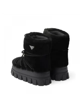 Prada Bot Shearling Apres-Ski Boots Siyah
