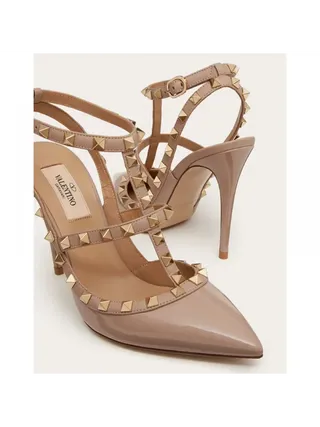 Valentino Ayakkabı Patent Rockstud Pudra