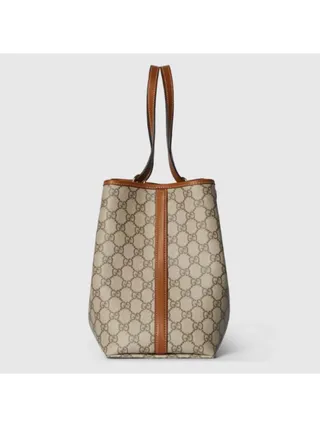Gucci Çanta GG Emblem Large Tote Bej