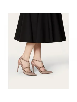 Valentino Ayakkabı Patent Rockstud Pudra