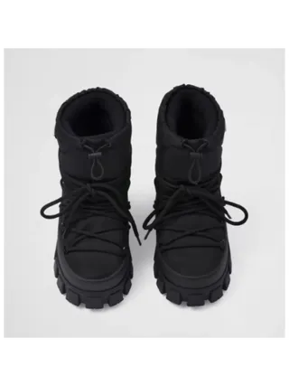 Prada Bot Nylon Gabardine Apres-Ski Boots Siyah