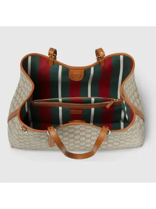 Gucci Çanta GG Emblem Large Tote Bej