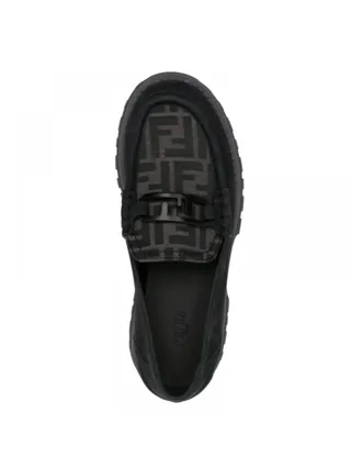 Fendi Ayakkabı Logo Baskılı Loafer Siyah
