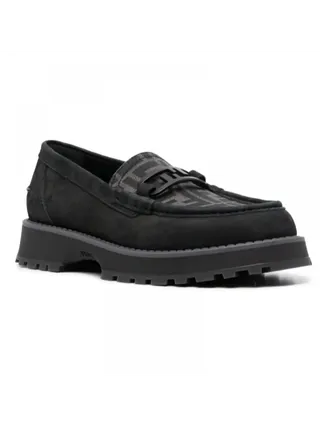 Fendi Ayakkabı Logo Baskılı Loafer Siyah