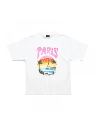 Balenciaga Tişört Paris Tropical Beyaz