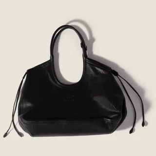 Miu Miu Ivy Nappa Deri Shopping Çanta - Siyah