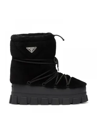 Prada Bot Shearling Apres-Ski Boots Siyah