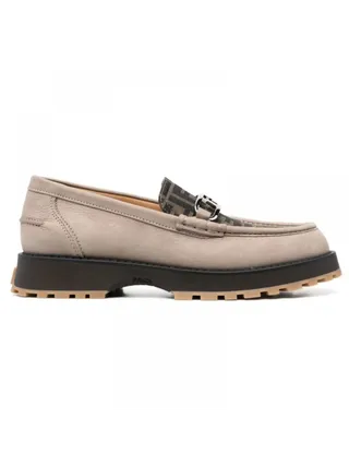 Fendi Ayakkabı Logo Baskılı Loafer Bej