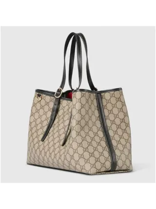 Gucci Çanta GG Emblem Large Tote Bej
