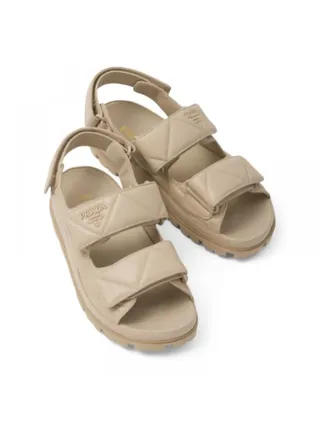Prada Triangle Logo Sandalet  Bej