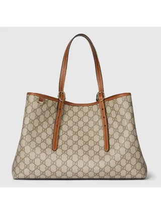 Gucci Çanta GG Emblem Large Tote Bej