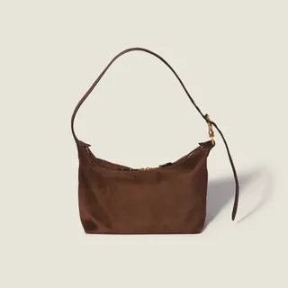 Miu Miu Spirit Süet Omuz Çantası - Kahverengi