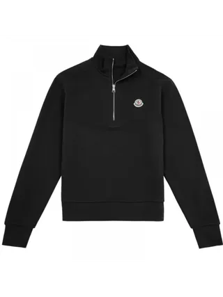 Moncler Sweatshirt Yarım Fermuarlı Siyah