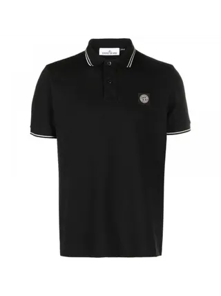 Stone Island Polo Yaka Tişört Logo Siyah