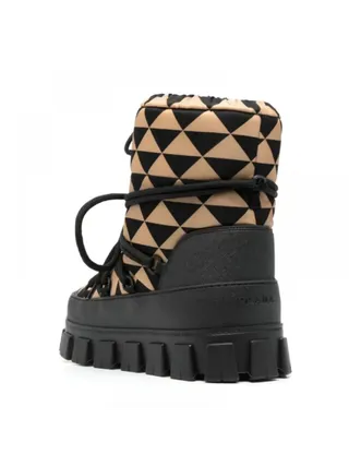 Prada Bot Triangle Logo Apres-Ski Boots Siyah