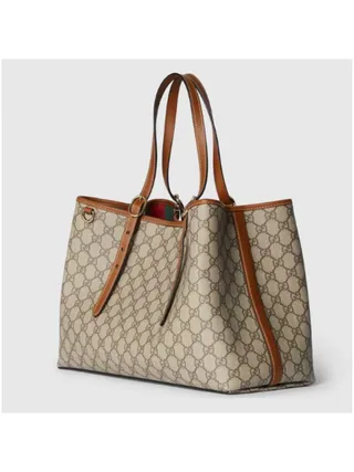 Gucci Çanta GG Emblem Large Tote Bej