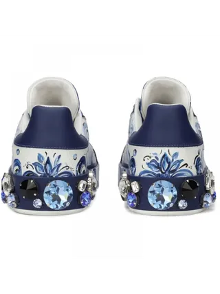 Dolce Gabbana Ayakkabı Majolica Print Portofino Sneakers Mavi