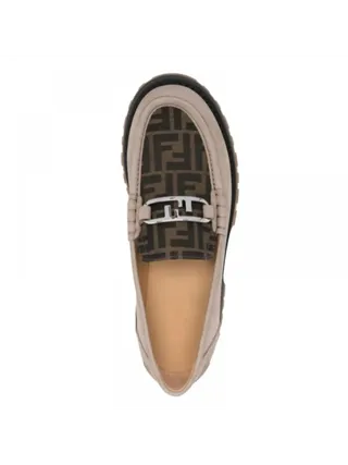 Fendi Ayakkabı Logo Baskılı Loafer Bej