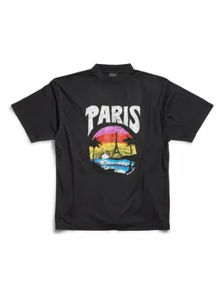 Balenciaga Tişört Paris Tropical Siyah