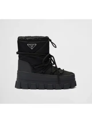 Prada Bot Nylon Gabardine Apres-Ski Boots Siyah
