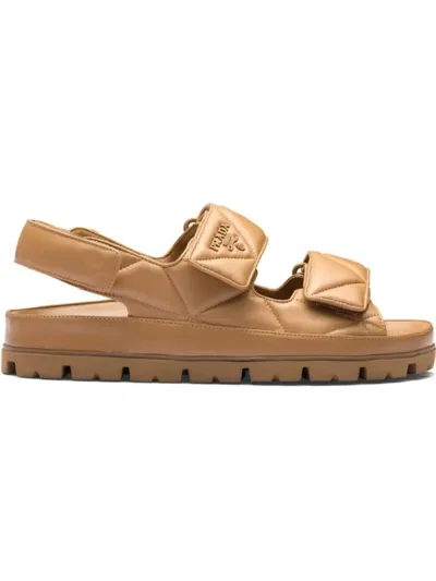 Prada Triangle Logo Sandalet  Kahverengi