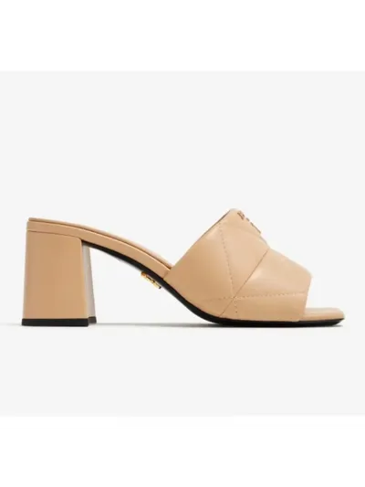 Prada Terlik Triangle Logo Mule Bej