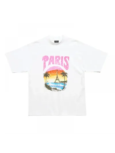 Balenciaga Tişört Paris Tropical Beyaz